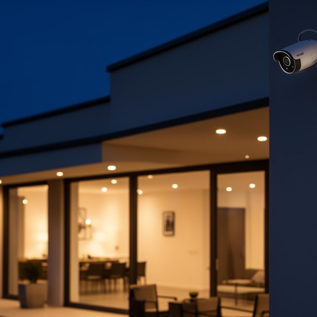 Hikvision colour night vision CCTV camera installed under eaves